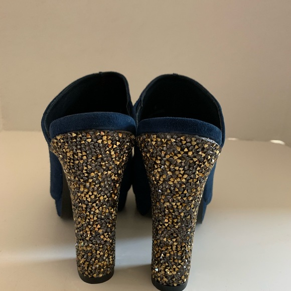 Tracy Reese Blue Peeptoe Mule Heels, size 6 - Picture 4 of 7